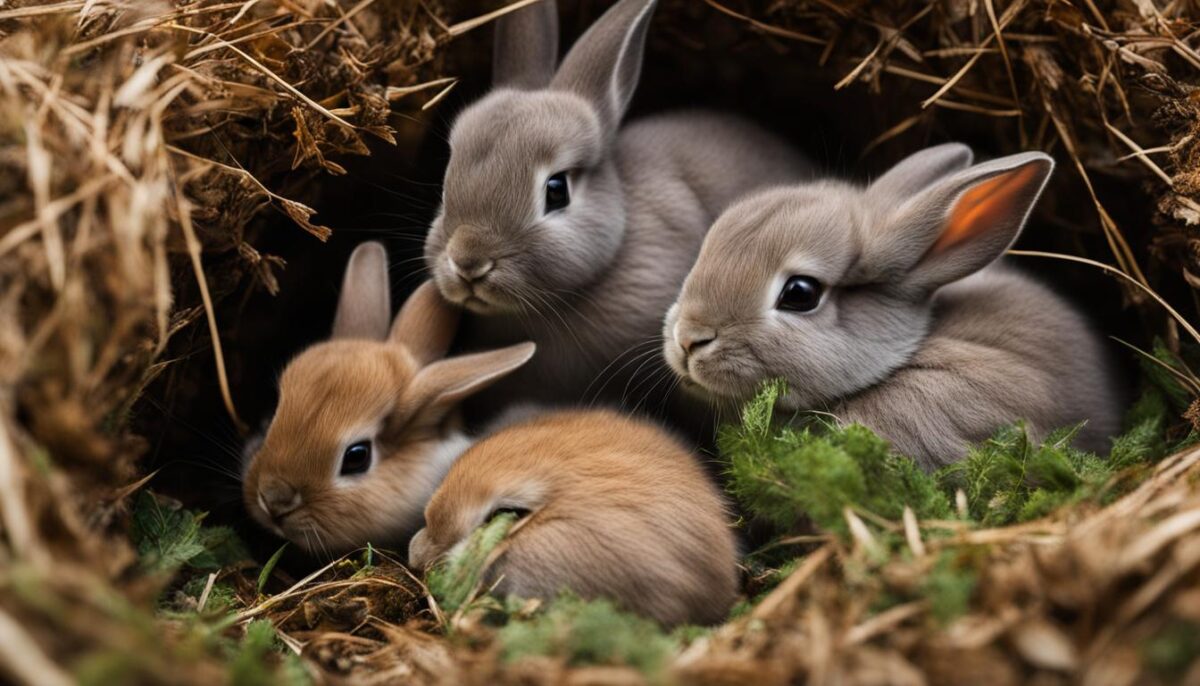 Rabbits in a nest