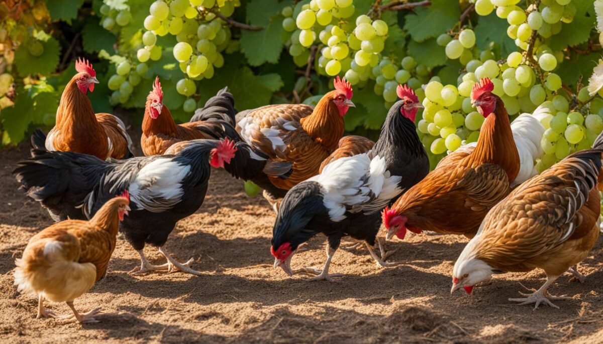 chickens with grapes