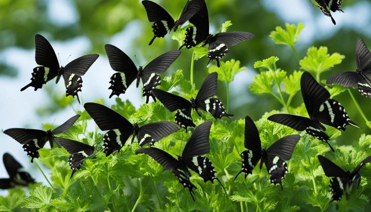 Parsley and black swallowtail butterflies
