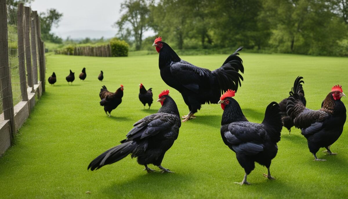 black chicken as hawk deterrent