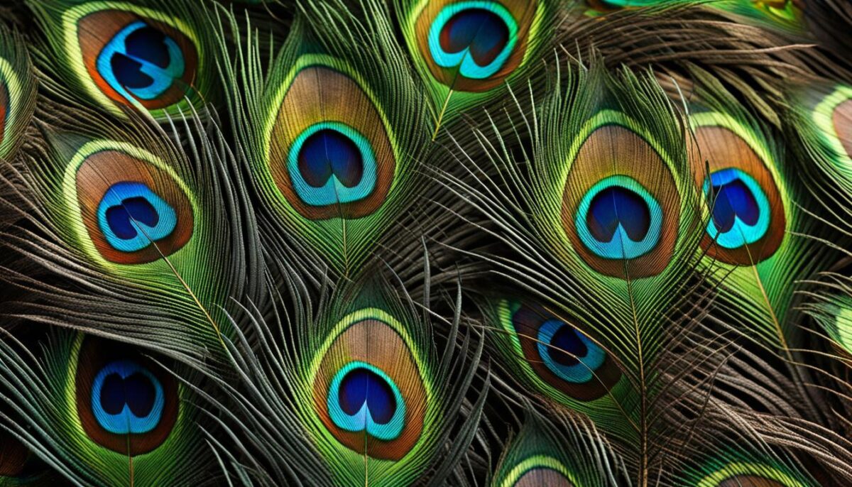 colorful peacock feathers