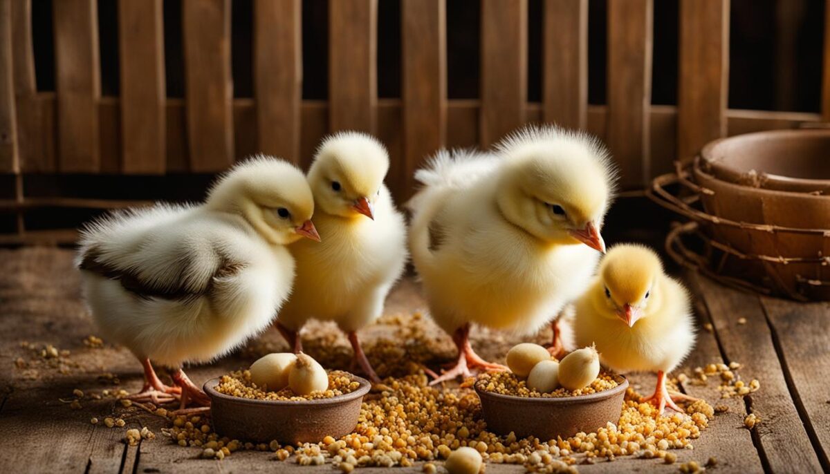 feeding baby chicks