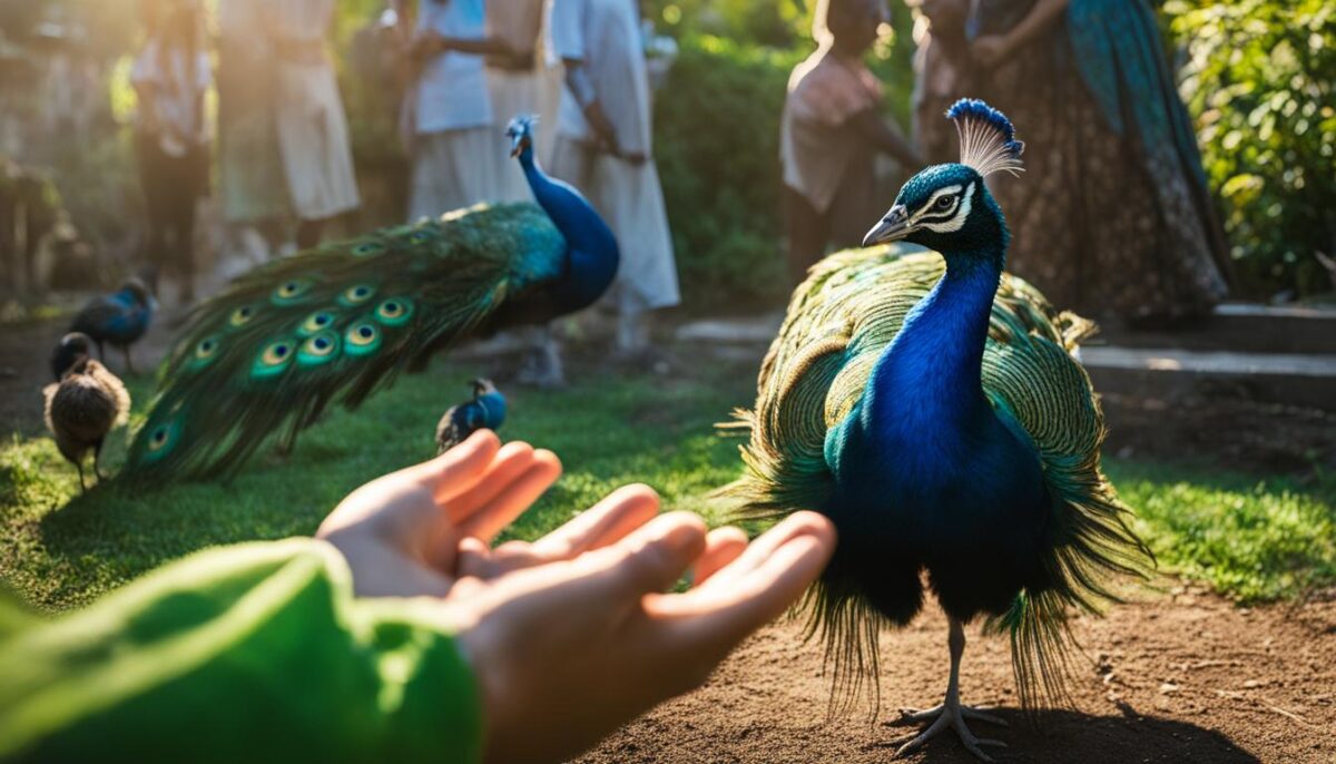 human encounters with baby peacocks