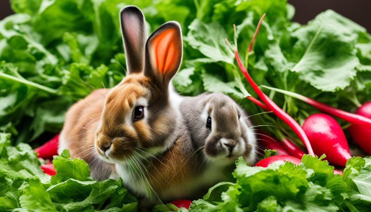 incorporating radish leaves into a rabbit's diet
