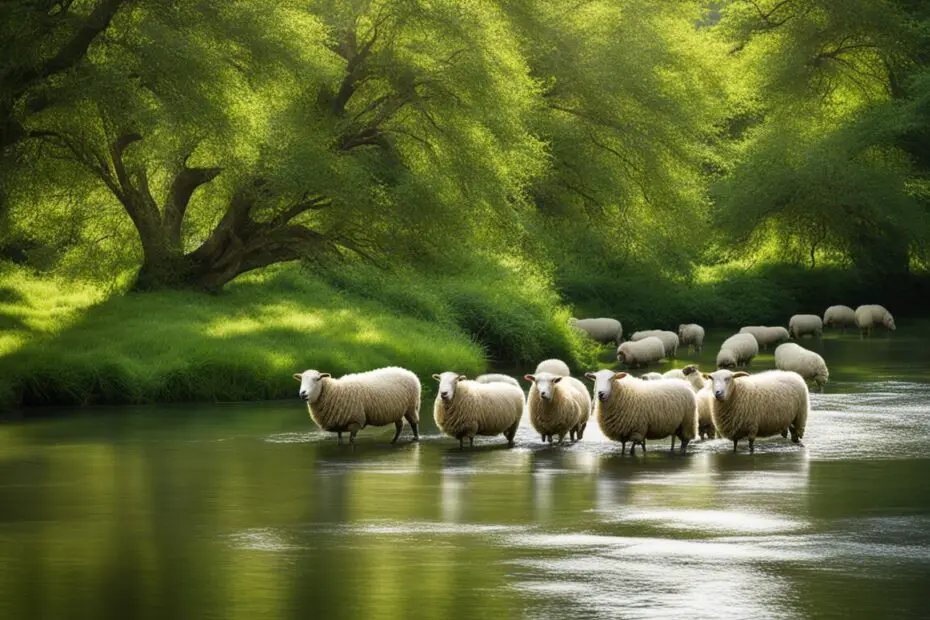 sheep swim