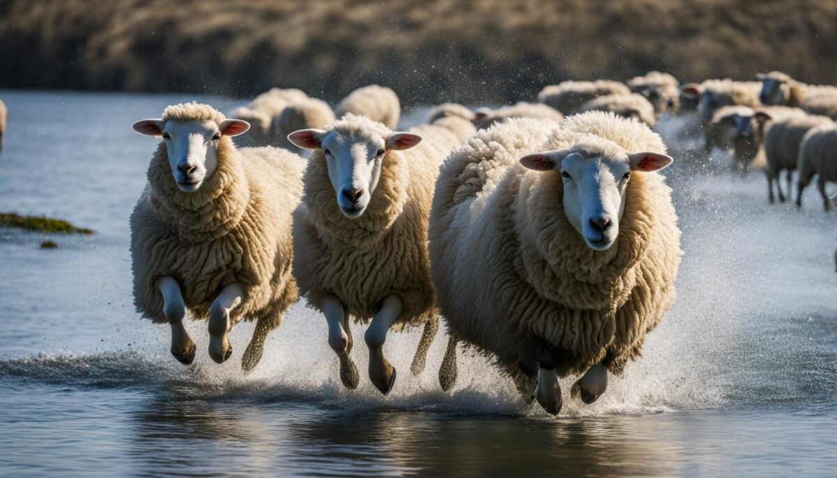 sheep swimming
