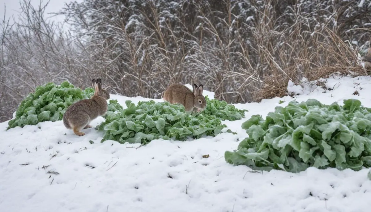 Wild rabbits in winter