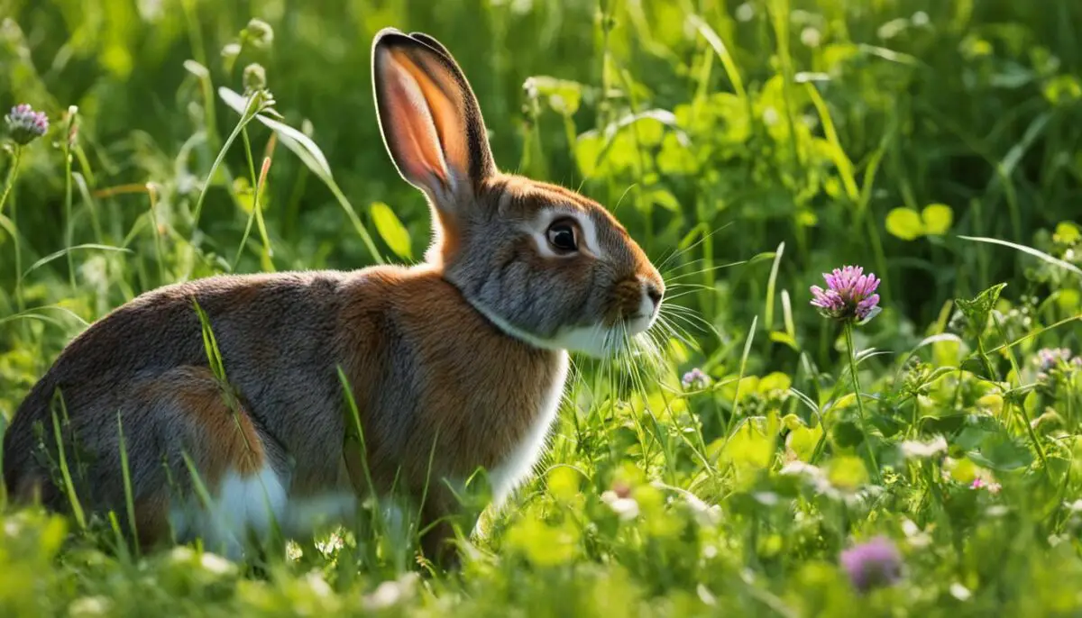 wild rabbit foraging