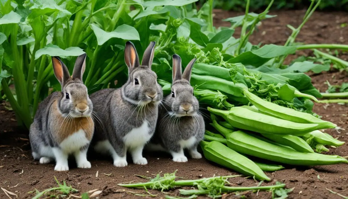 rabbit eating okra