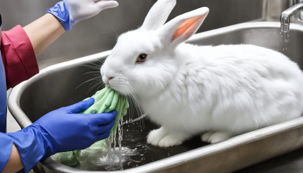 safe rabbit bathing