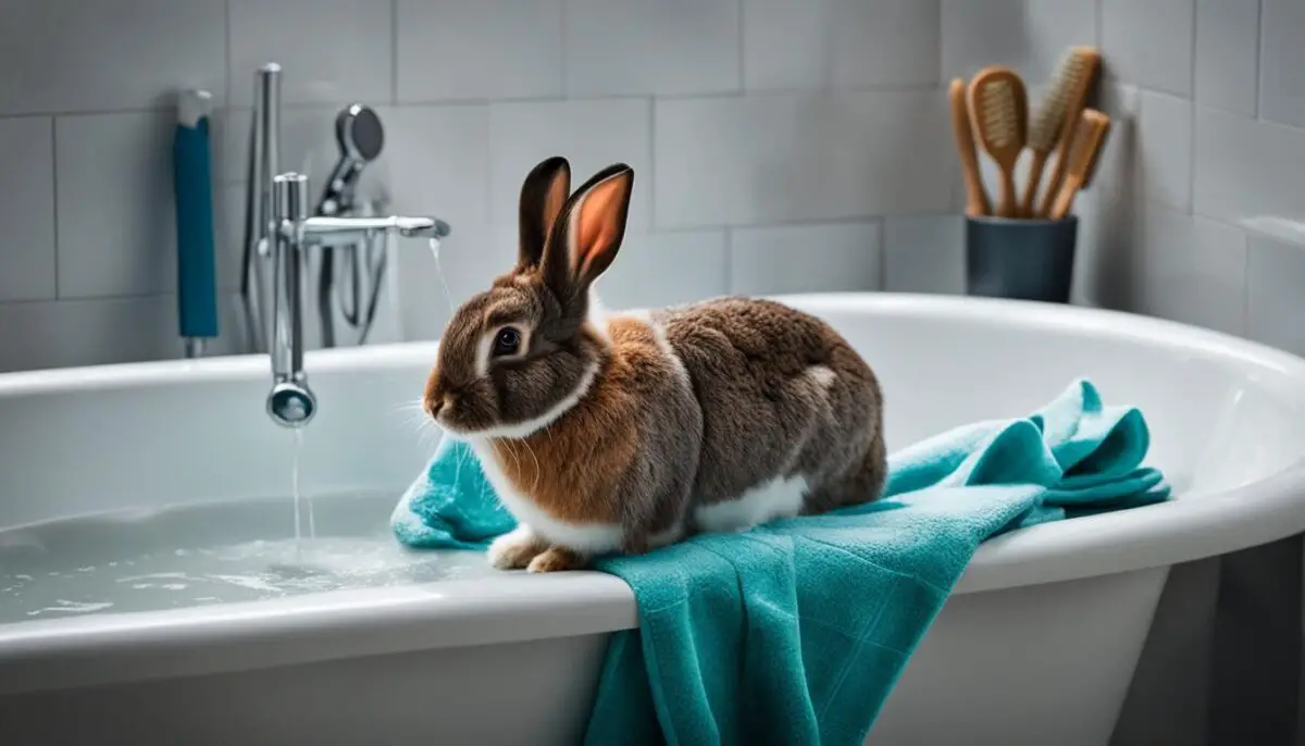 safe rabbit bathing