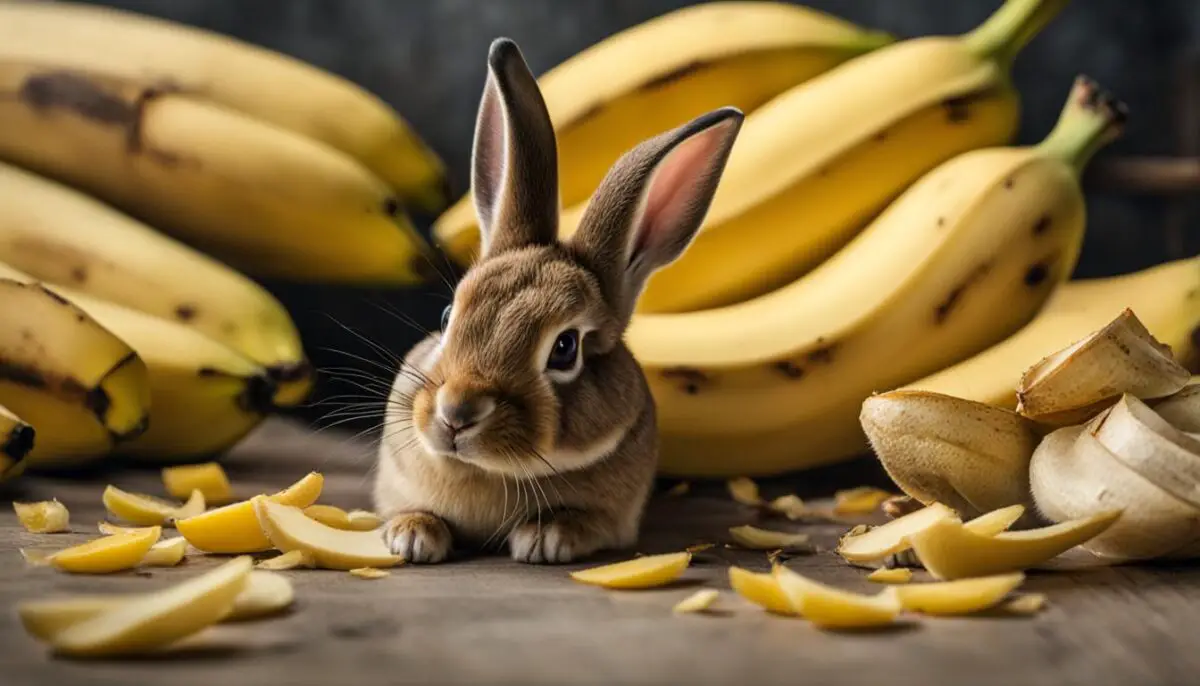 Rabbit eating a banana